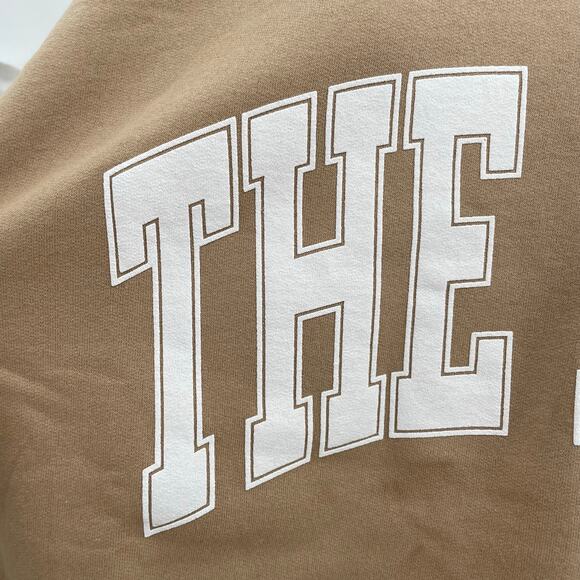 The Bar Varsity Sweatshirt Camel Tan White Oversized Crewneck Pullover Size XL - Picture 3 of 9